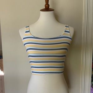 Summer Crop Top - Blue Yellow White stripe